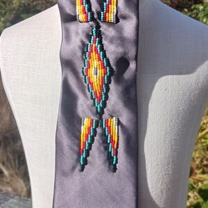 Gray Beaded Men's Tie